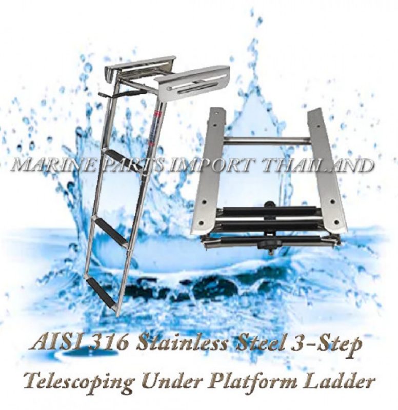 Aisi 316 Stainless Steel 3 Step Telescoping Ladder For Marine Boat