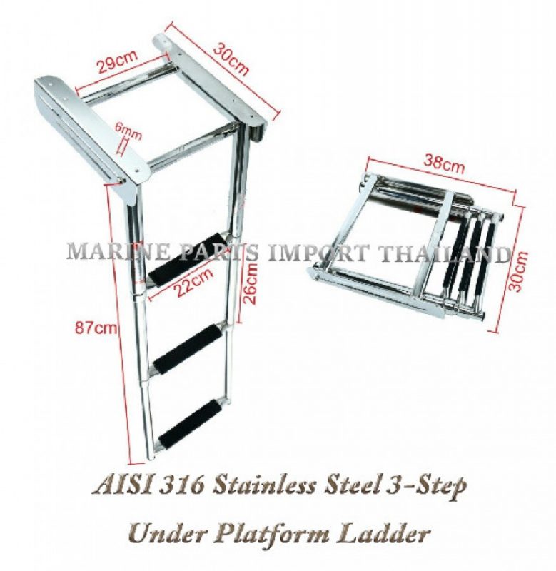 Aisi 316 Stainless Steel 3 Step Telescoping Ladder For Marine Boat