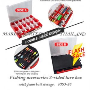 Fishing accessories 2-sided lure box with foam bait storage.PRO-20-  RED-WHITE 