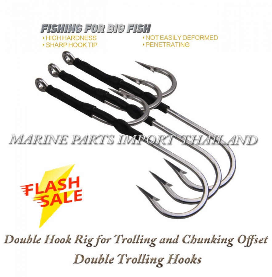 Double Hook Rig for Trolling and Chunking Offset Double Trolling Hooks 9/0  